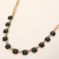 Bold Square Stone Link Necklace