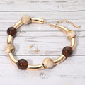Chunky Dual Tone Resin Ball Beaded Statement Necklace