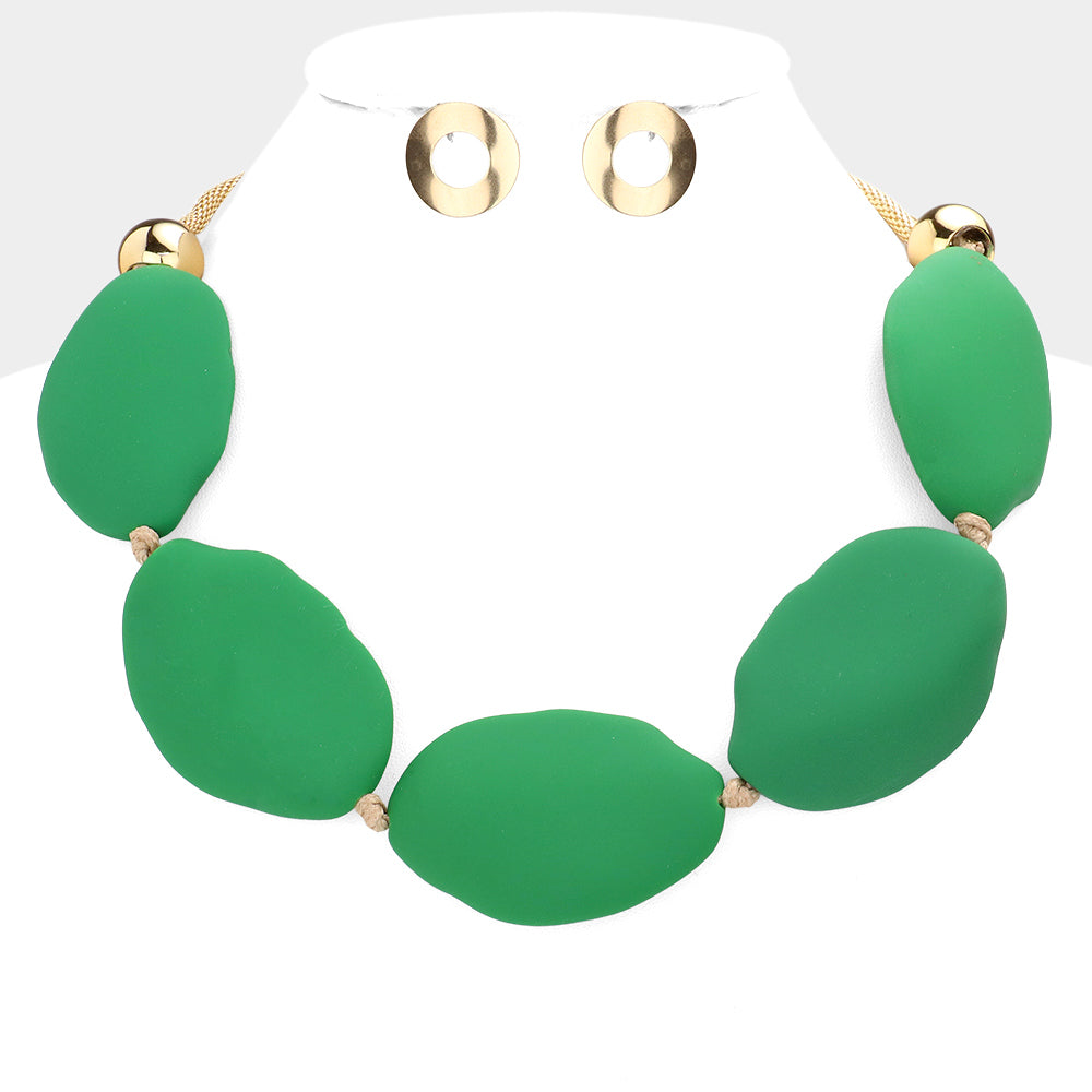 Irregular Colored Oval Collar Necklace