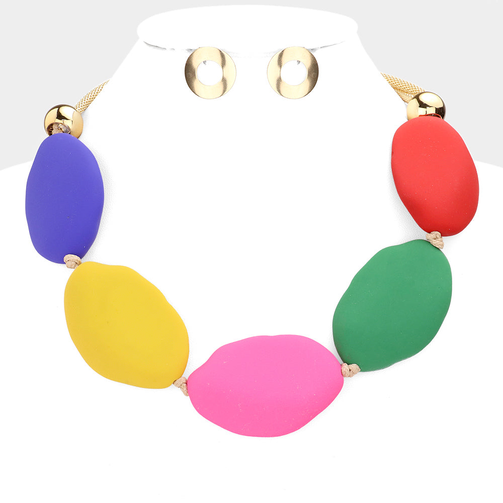 Irregular Colored Oval Collar Necklace