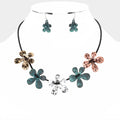 Metal Flower Cord Necklace