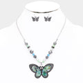 Abalone Butterfly Beaded Necklace