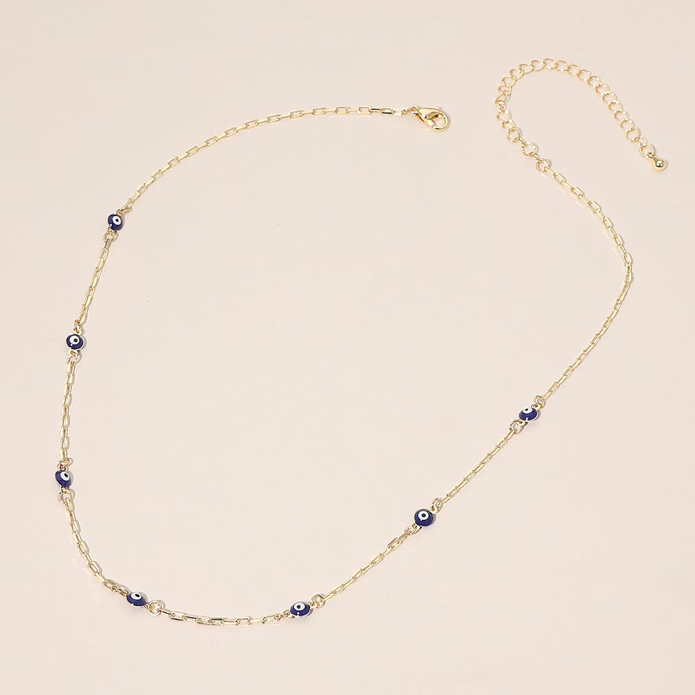Evil Eye Bead Station Chain Necklace