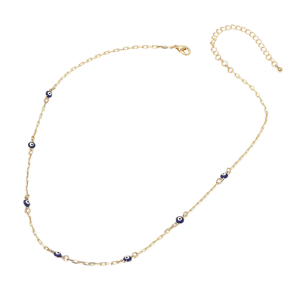 Evil Eye Bead Station Chain Necklace