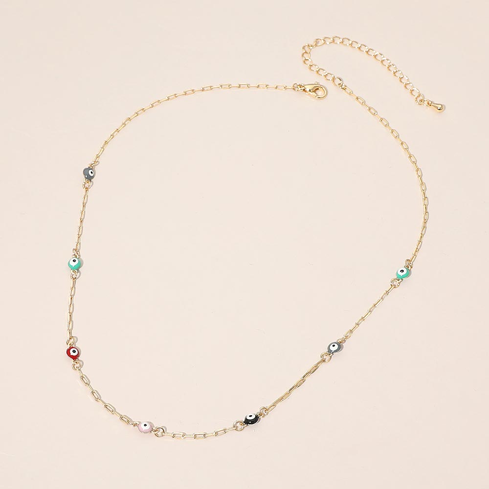 Evil Eye Bead Station Chain Necklace