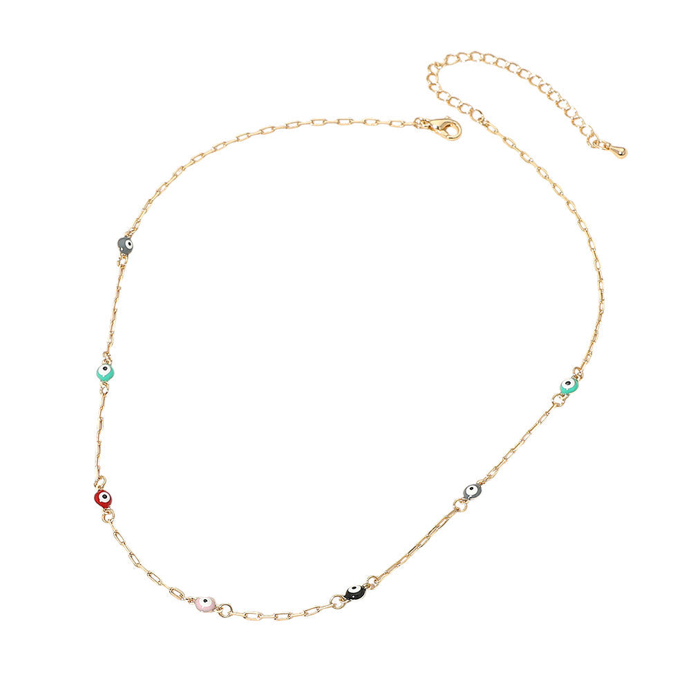Evil Eye Bead Station Chain Necklace