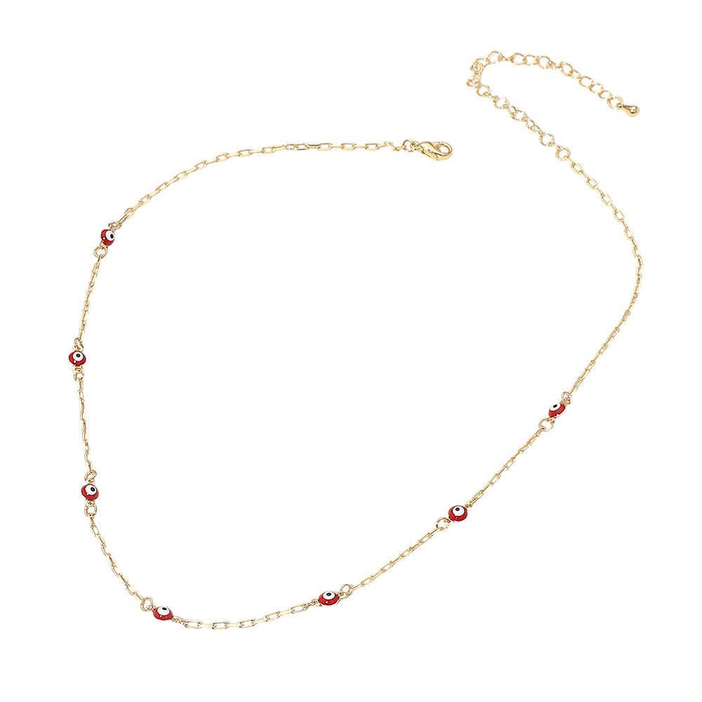 Evil Eye Bead Station Chain Necklace