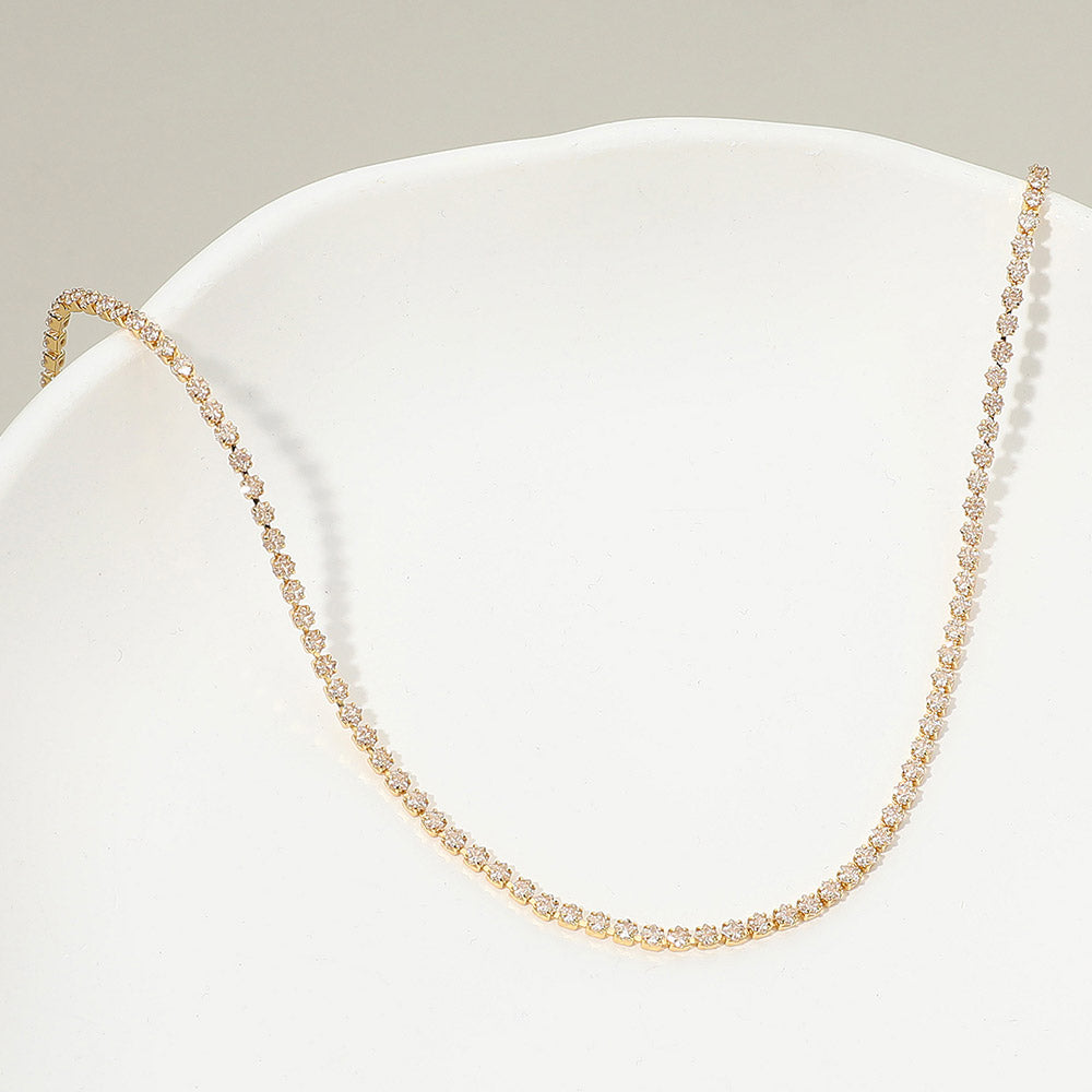 18K Gold Dipped Delicate Tennis Chain Necklace