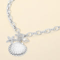 Women's Seashell Starfish Pearl Charm Toggle Chunky Chain Statement Necklace