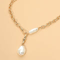Chunky Irregular Pearl Drop Chain Necklace