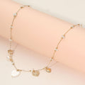 Heart Charm Delicate Bead Station Necklace