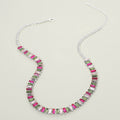Baguette Stone Cluster Link Accent Necklace