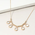 Teardrop Stone Cluster Charm Beaded Necklace