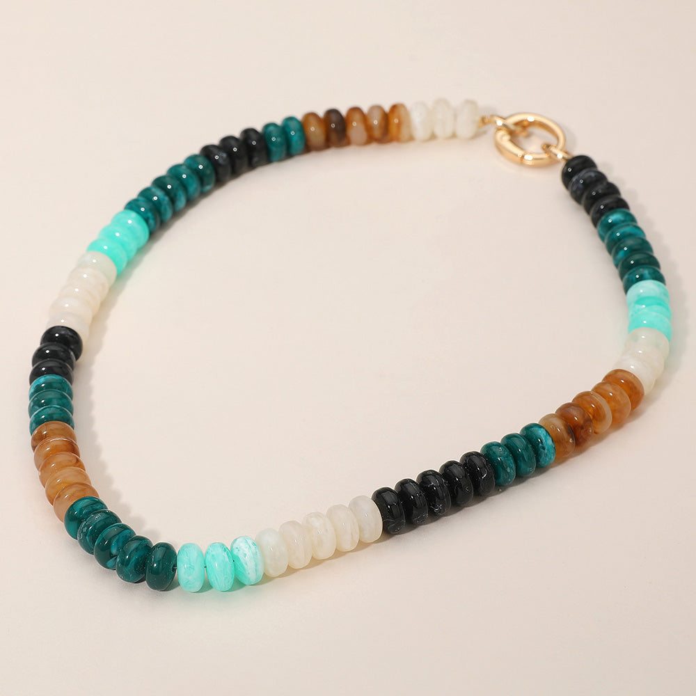 Chunky Resin Disc Beaded Necklace