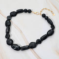 Chunky Marbled Resin Multi Shape Pebble Beaded Necklace