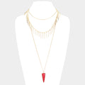 Layered Natural Stone Pendant Necklace