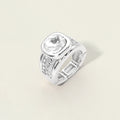 Iridescent Square Crystal Accent CZ Pave Statement Stretch Ring
