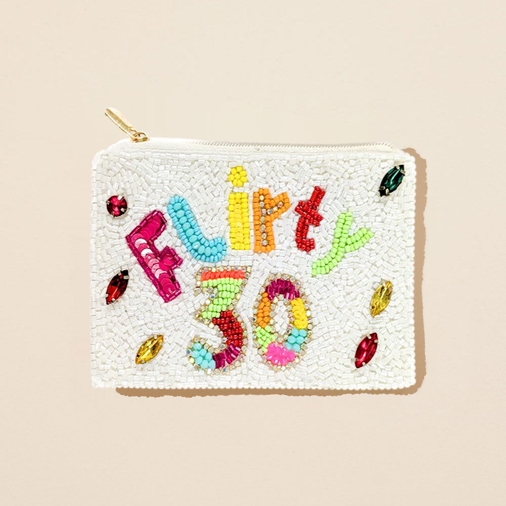FLIRTY 30 Message Seed Beaded Mini Pouch Bag