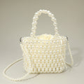 Pearl Beaded Top Handle Drawstring Pouch Handbag / Crossbody Bag