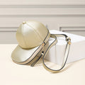 Solid Faux Leather Baseball Cap Crossbody Bag