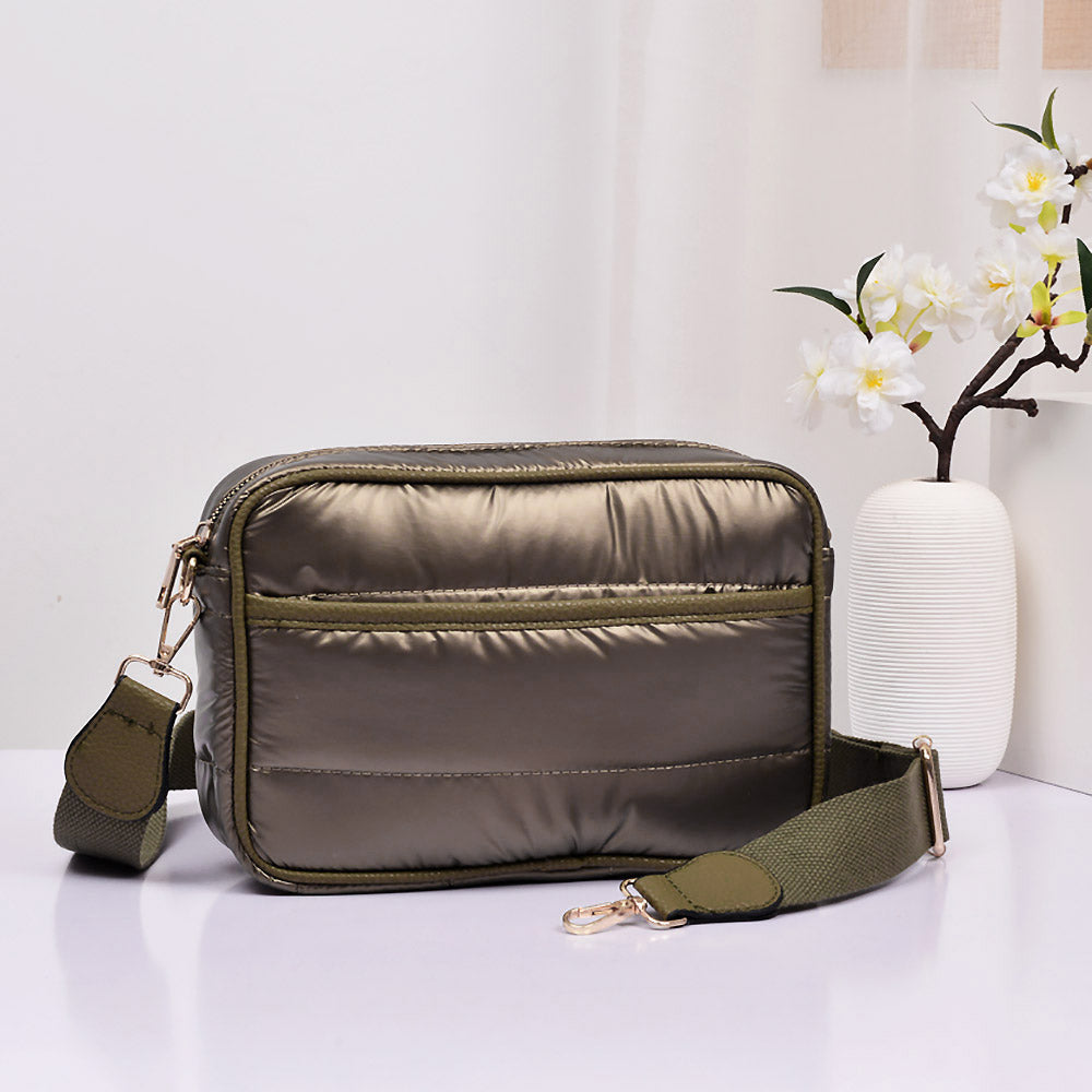 Solid Rectangle Puffer Crossbody Bag