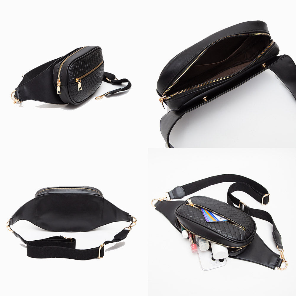 Faux Braided Leather Mini Sling Bag