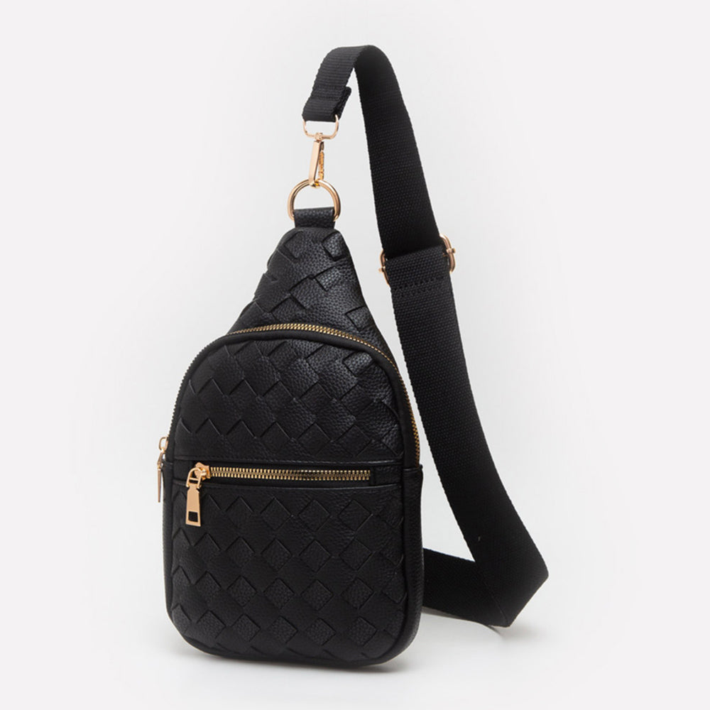 Faux Braided Leather Sling Bag