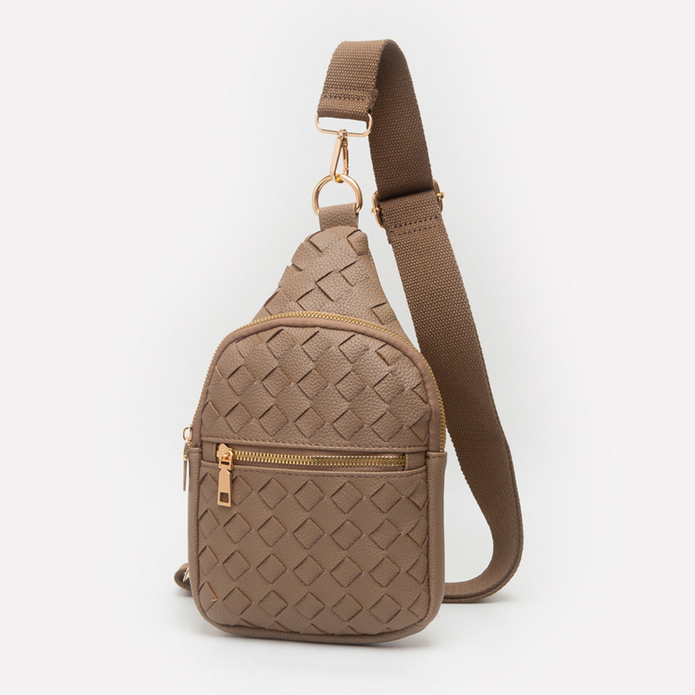 Faux Braided Leather Sling Bag