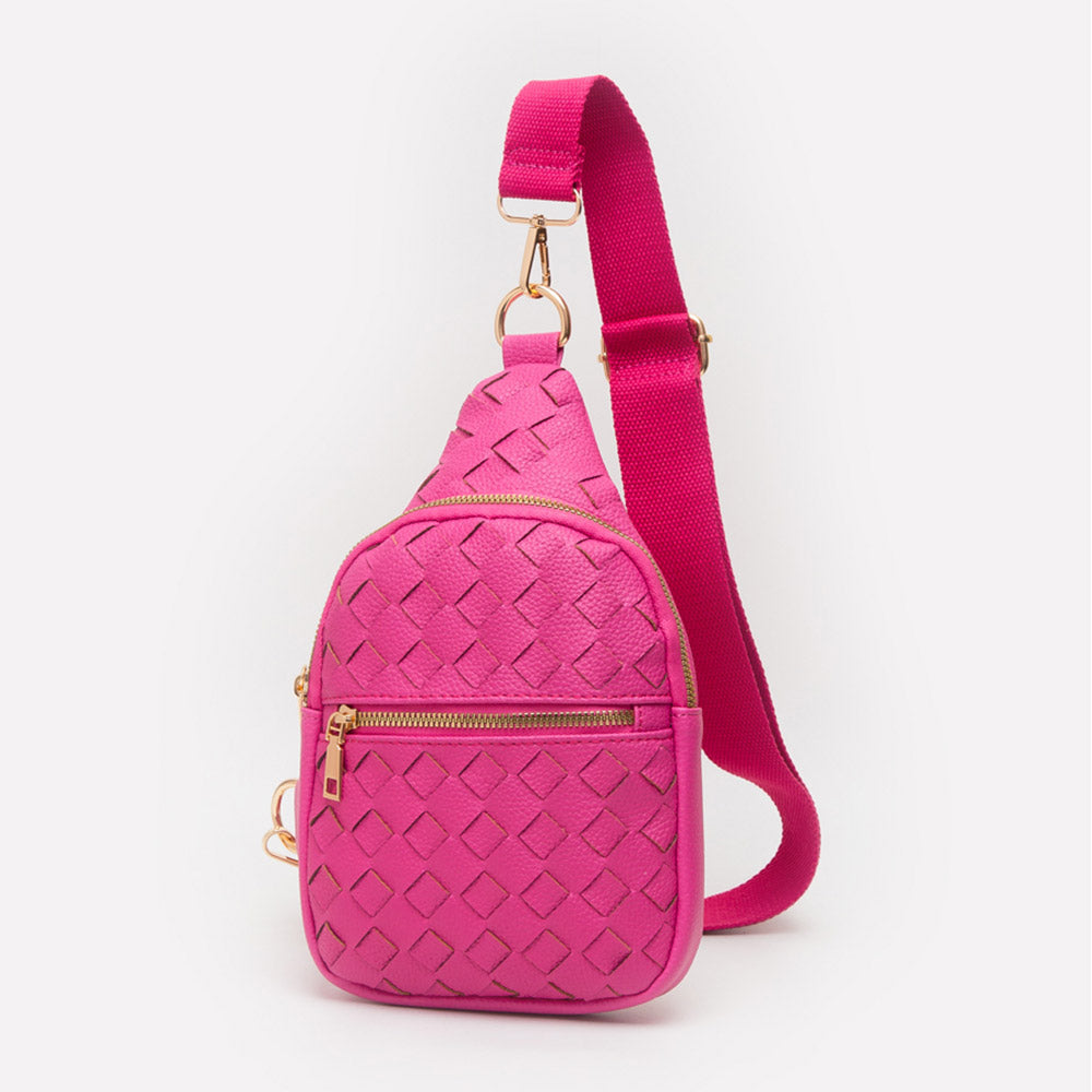 Faux Braided Leather Sling Bag