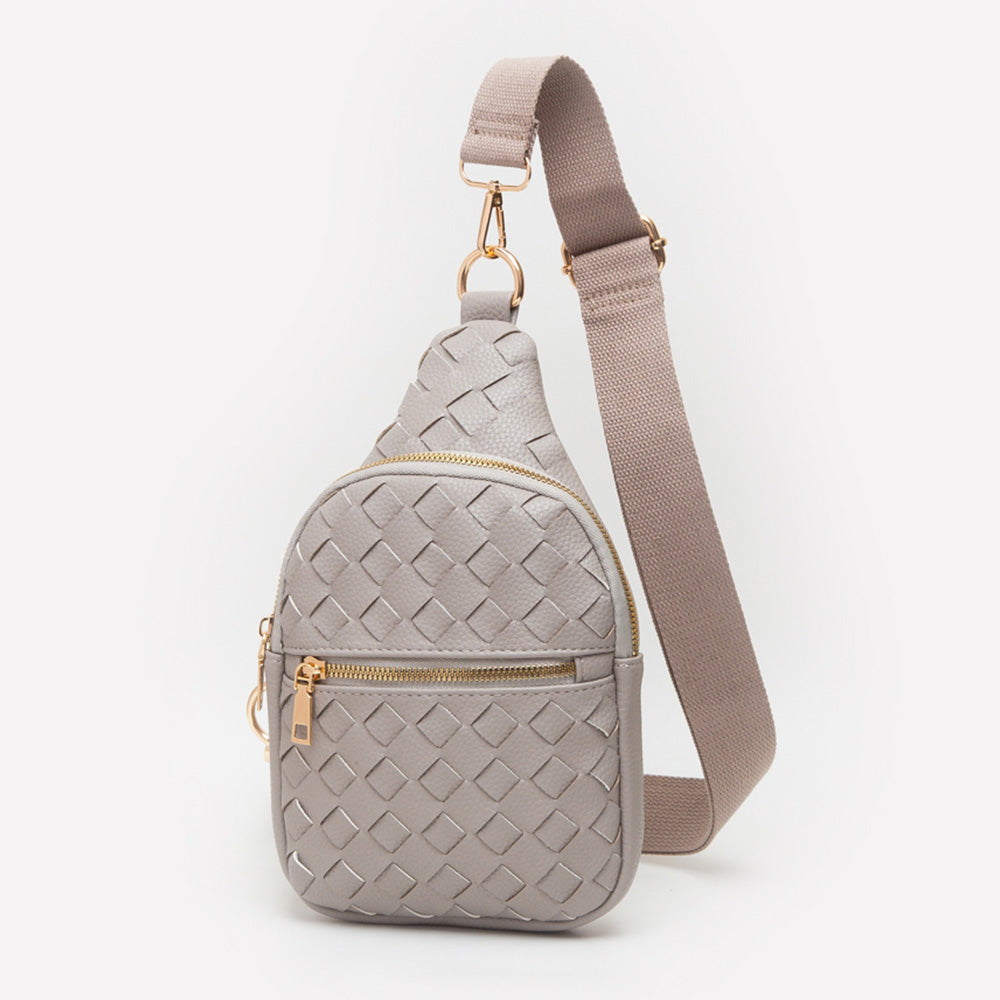 Faux Braided Leather Sling Bag