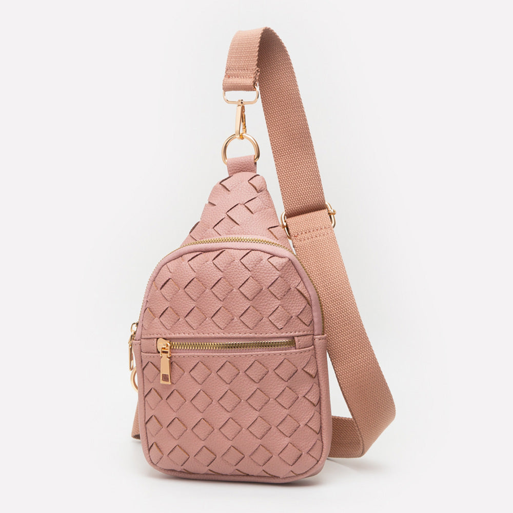 Faux Braided Leather Sling Bag