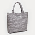 Faux Leather Braided Top Handle Tote Bag with Pouch