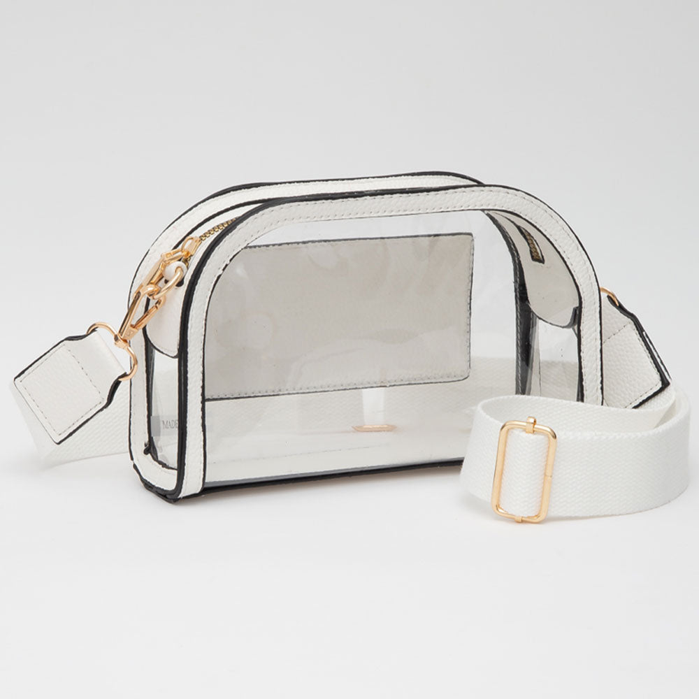 Faux Leather Transparent Crossbody Camera Bag