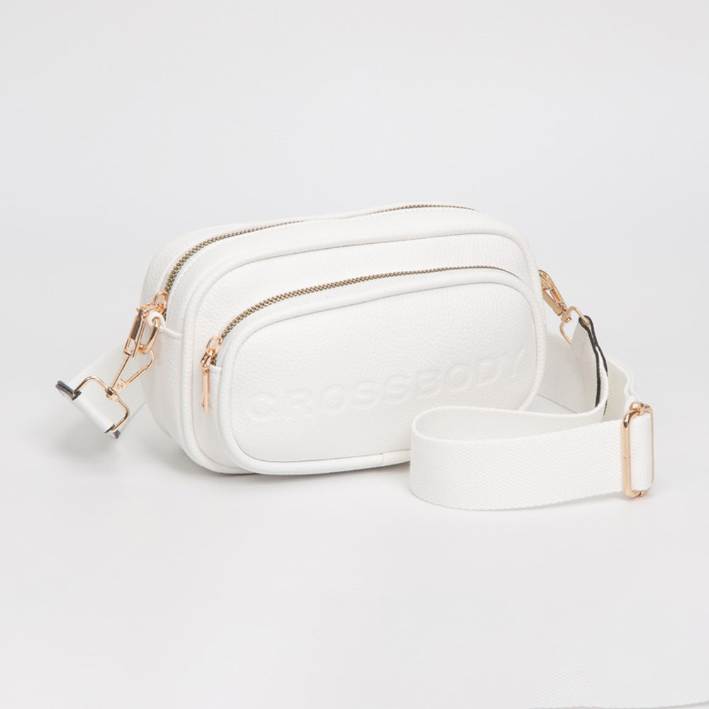Faux Pebbled Leather Structured Crossbody Bag