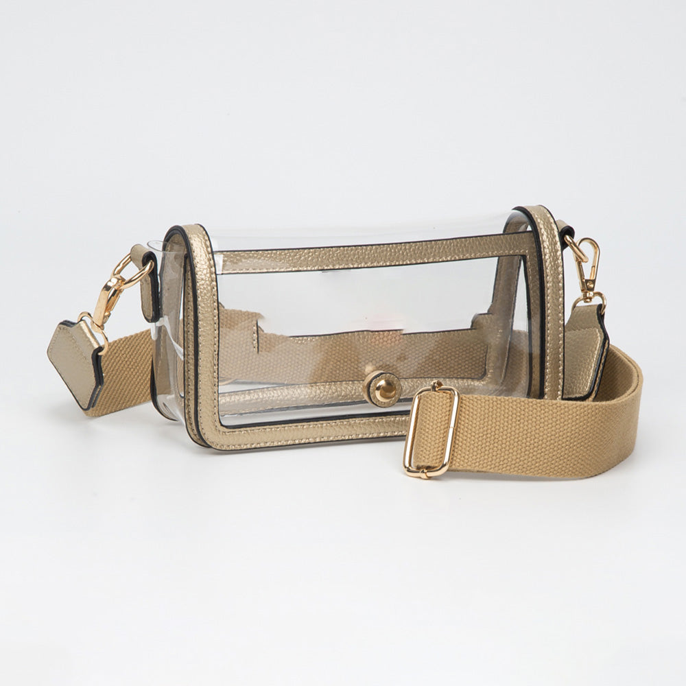 Transparent Rectangle Flap Crossbody Bag