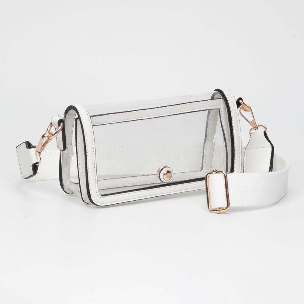 Transparent Rectangle Flap Crossbody Bag