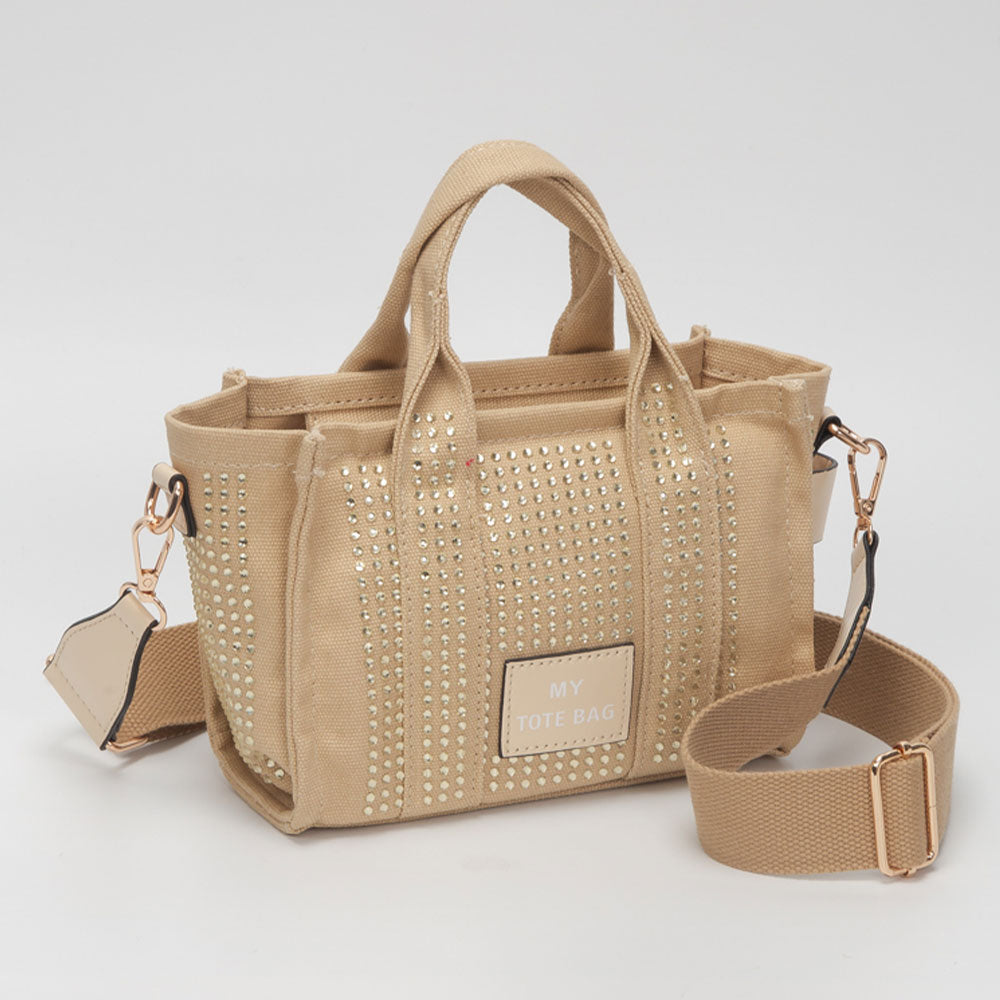 Rhinestone Studded Small Top Handle Crossbody Bag