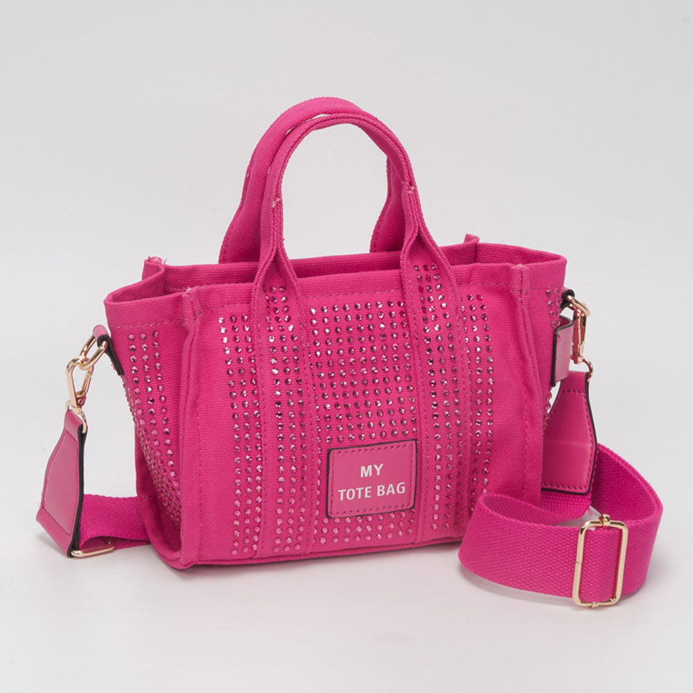 Rhinestone Studded Small Top Handle Crossbody Bag