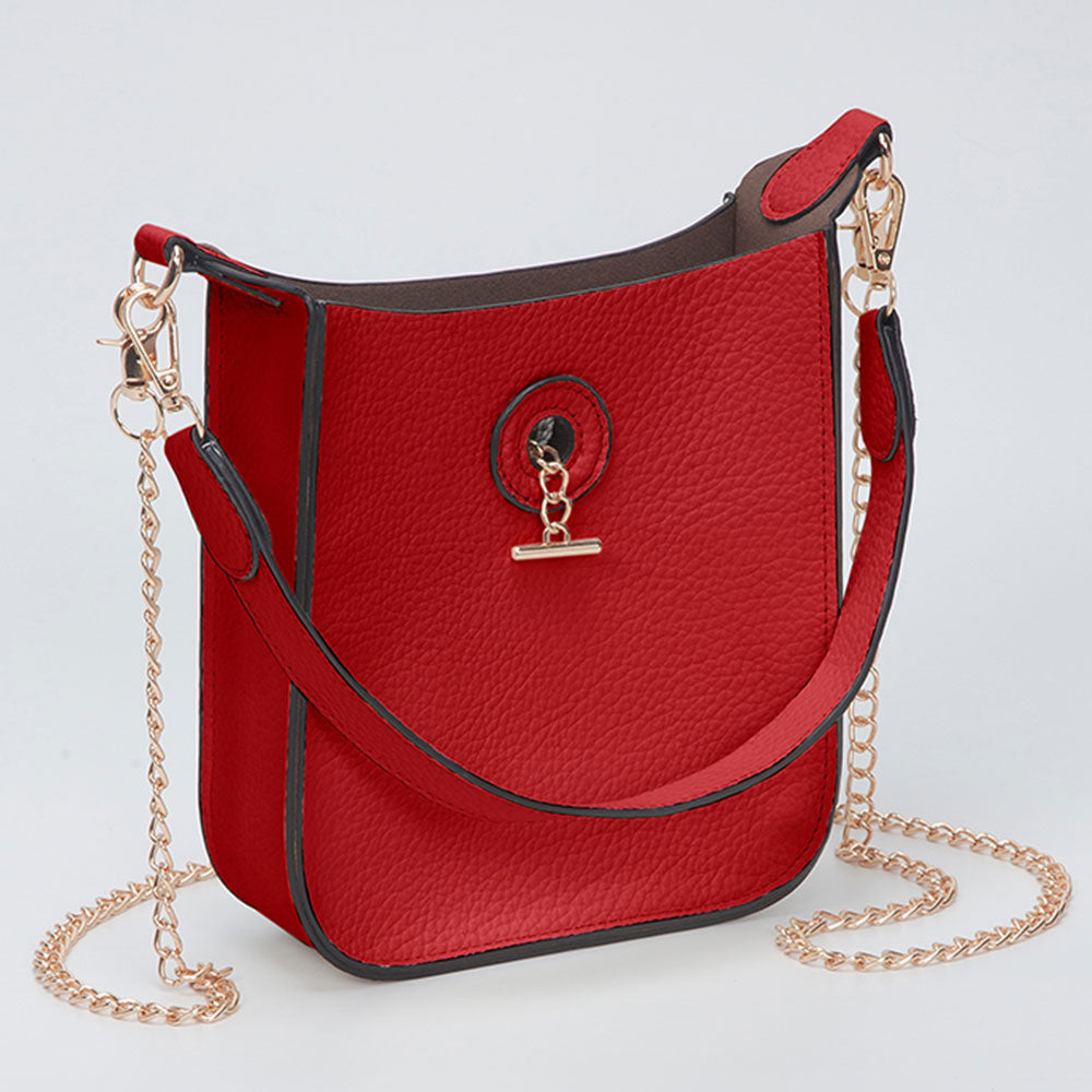 Faux Leather Chain Shoulder Mini Crossbody Bag