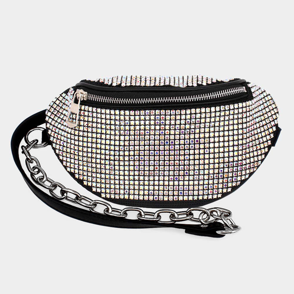 Bling Faux Leather Crossbody Bag