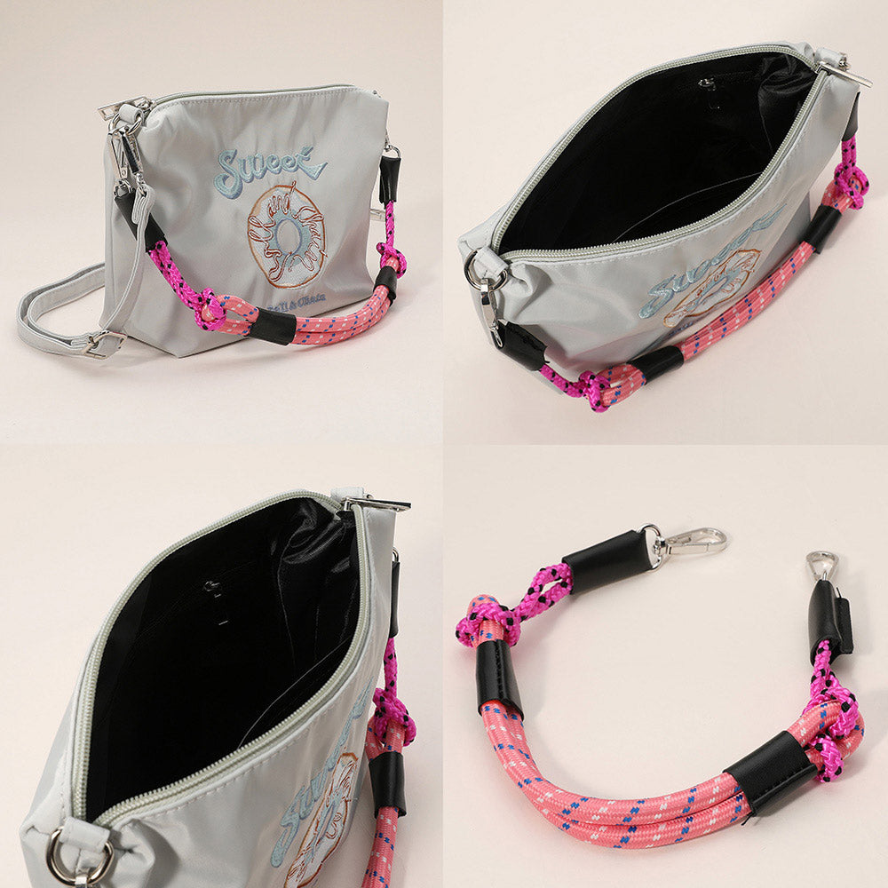 Cat Character Embroidered Shoulder Bag