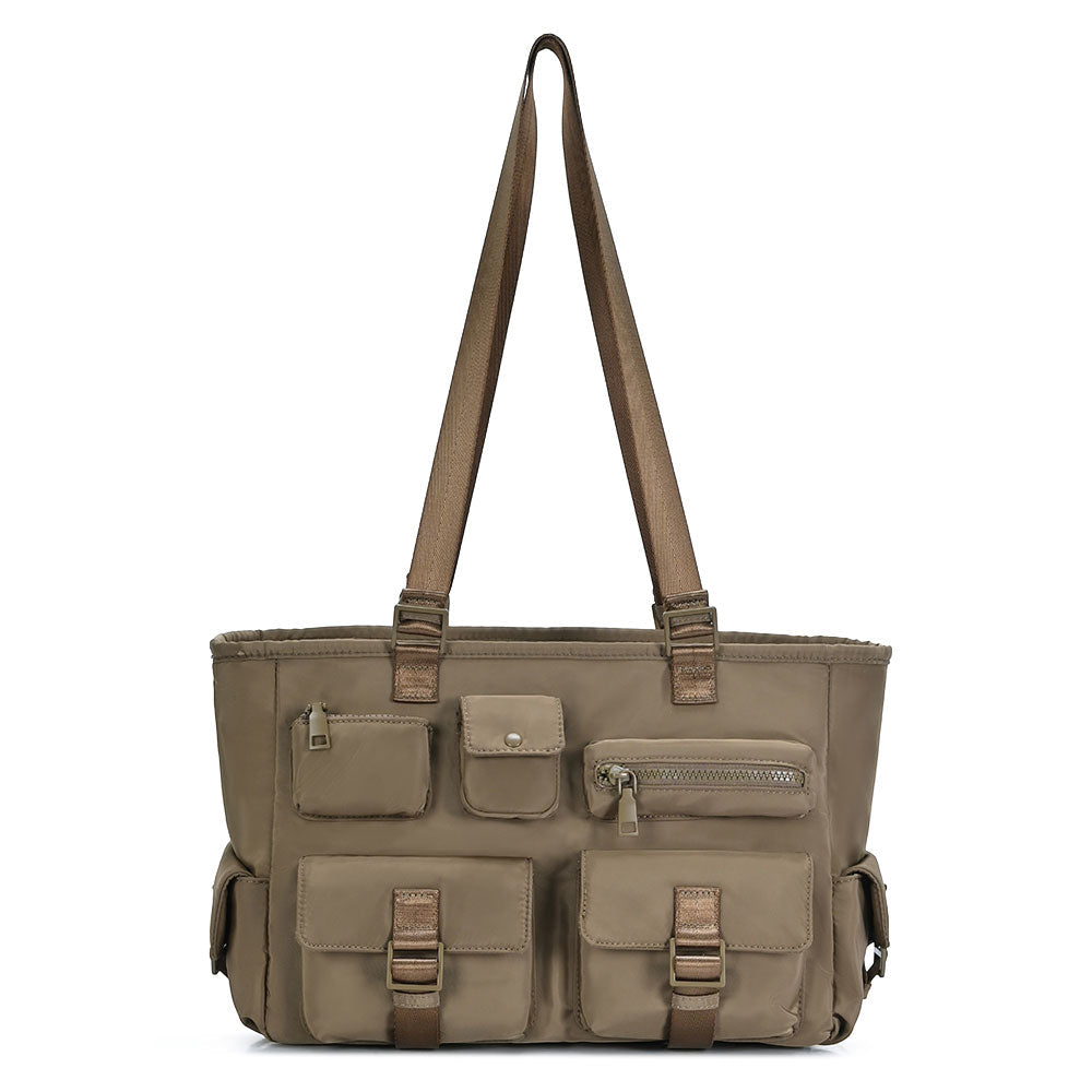 Multi Pocket Utility Shoulder Tote Bag