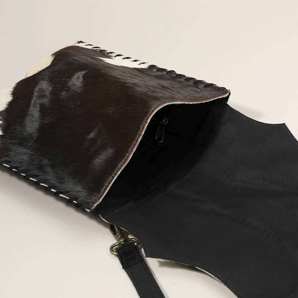 Animal Patterned Genuine Leather Stitch Crossbody Bag