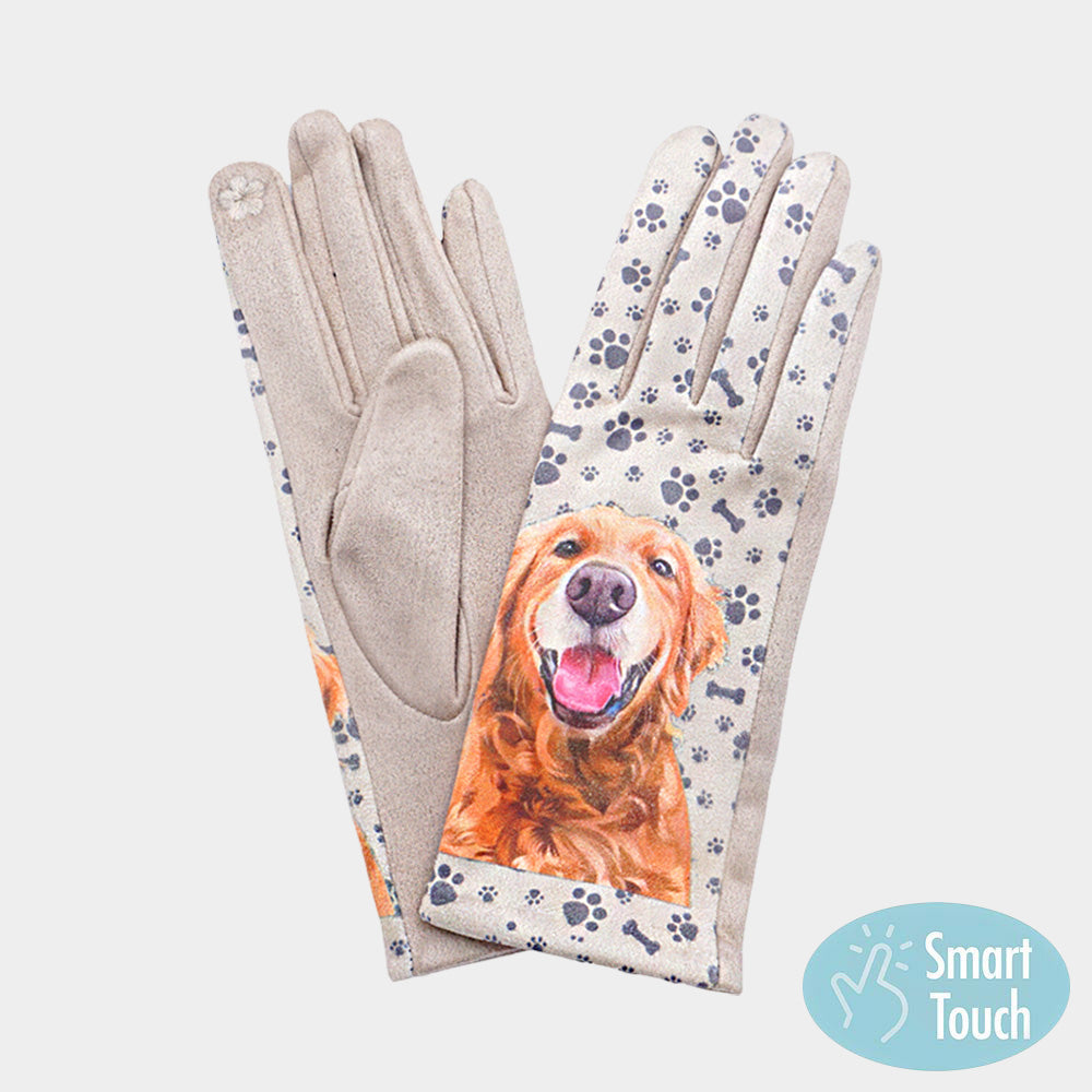 Dog Printed Smart Touch Gloves