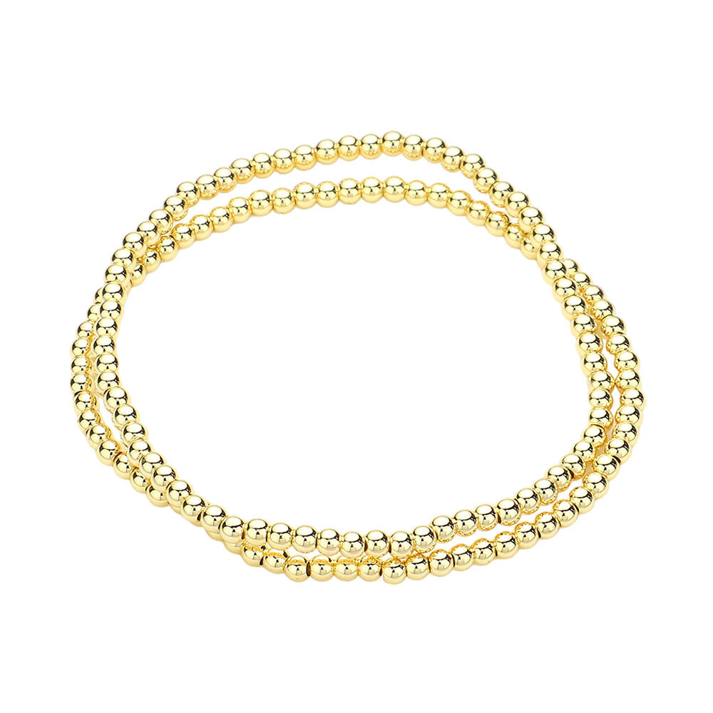 2PCS - Stainless Steel Ball Stretch Multi Layered Bracelets