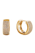 Trendy 14K Gold/White Gold Dipped Huggie Hoop Cz Paved