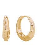 14K Hammered Hoop Huggie Earrings