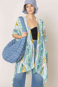 Versatile Aztec Pattern Print Tassel Kimono