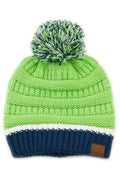 C.C Teal Color Ribbed Beanie With Pom