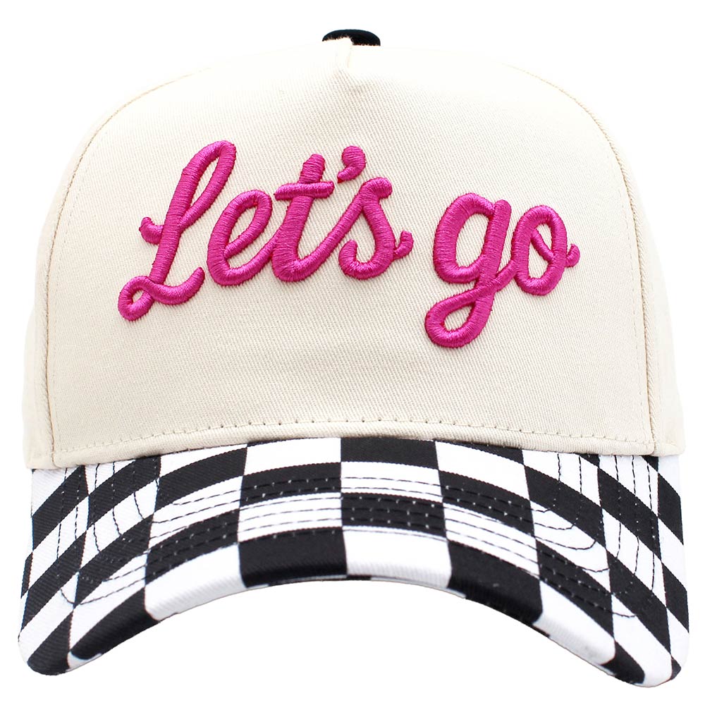 Checkered LETS GO Embroidered Baseball Cap